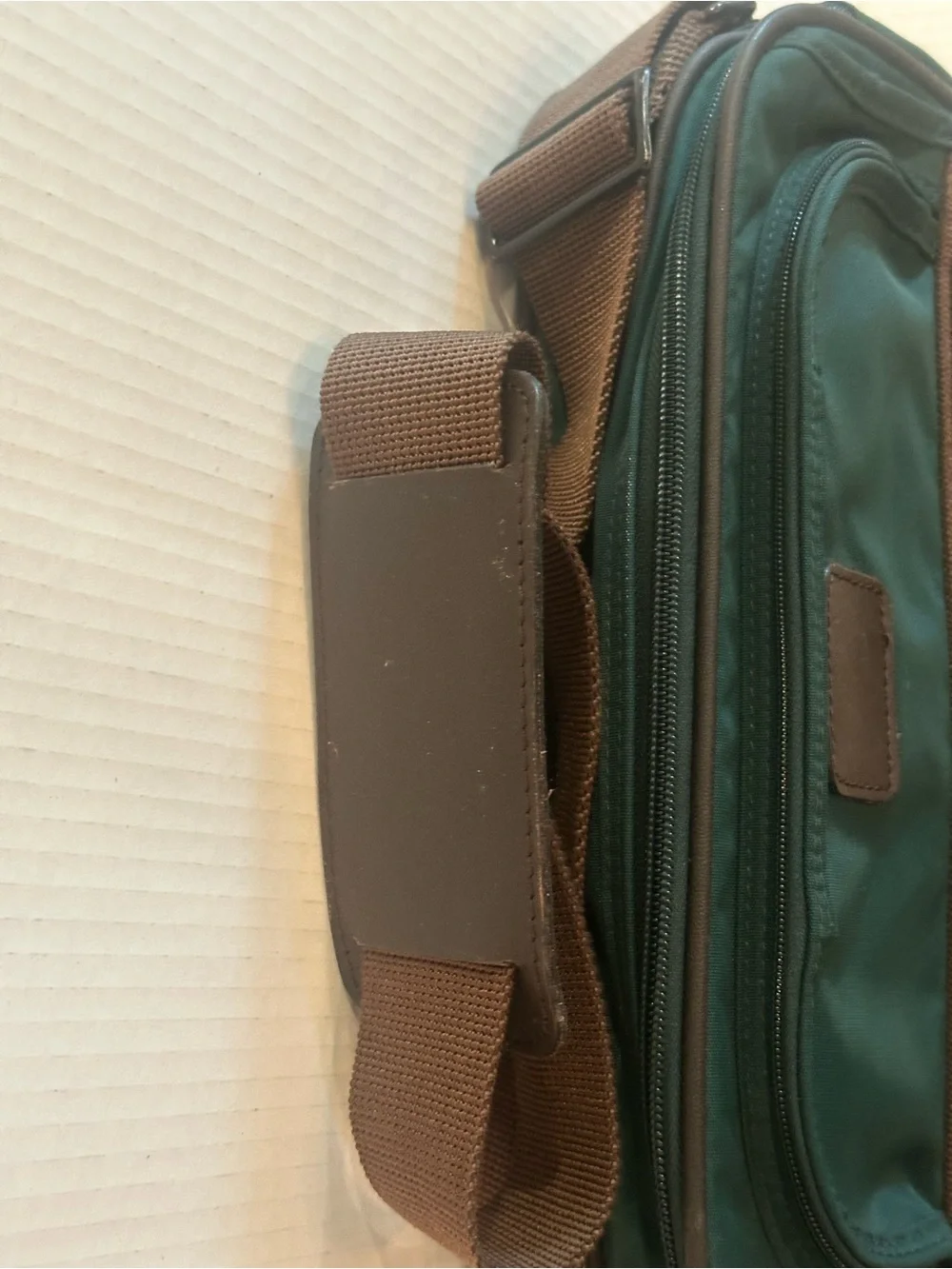 vintage green and brown ballistic nylon TUMI 2-Way Briefcase Messenger Bag Mint